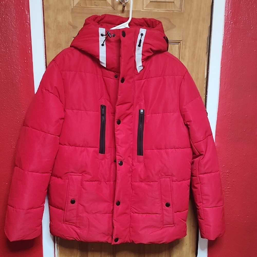 Michael kors Vibrant Red Hooded Puffer Jacket